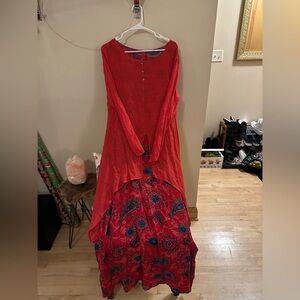 Elegant Red Floral Women's Dress